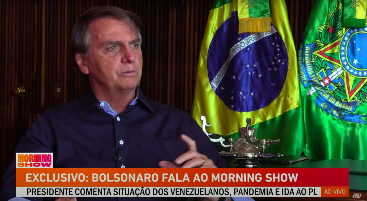 O presidente Jair Bolsonaro em entrevista ao Morning Show