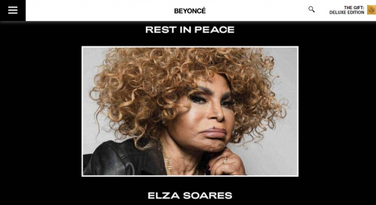 Elza Soares no site da Beyoncé
