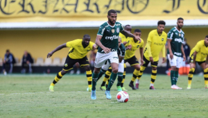 Wesley bate pênalti no duelo entre Palmeiras e São Bernardo, no ABC