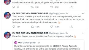 Print dos tweets de João Gustavo