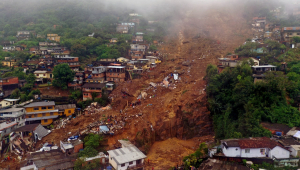 Visão área do deslizamento de terra em Petrópolis