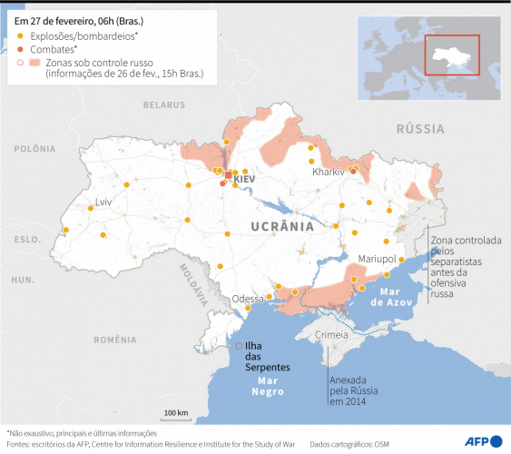 Infográfico da AFP sobre conflito na Ucrânia