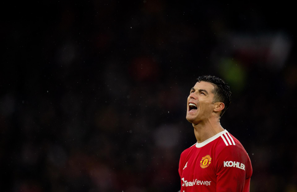 Cristiano Ronaldo lamentando durante jogo no Manchester United