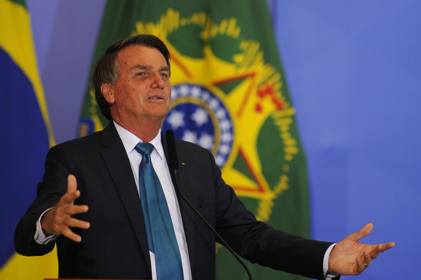 presidente Jair Bolsonaro durante cerimônia para divulgação dos novos critérios de desconto e renegociação das dívidas do Financiamento Estudantil (Fies