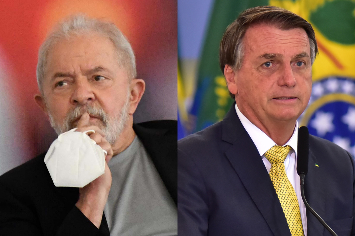 Montagem com foto de Lula e Jair Bolsonaro