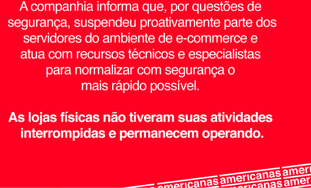 Site Lojas Americanas fora do ar