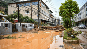 Destruição causada pela chuva na localidade de Alto da Serra, no município de Petrópolis