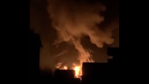 Cidade bombardeada na Ucrânia
