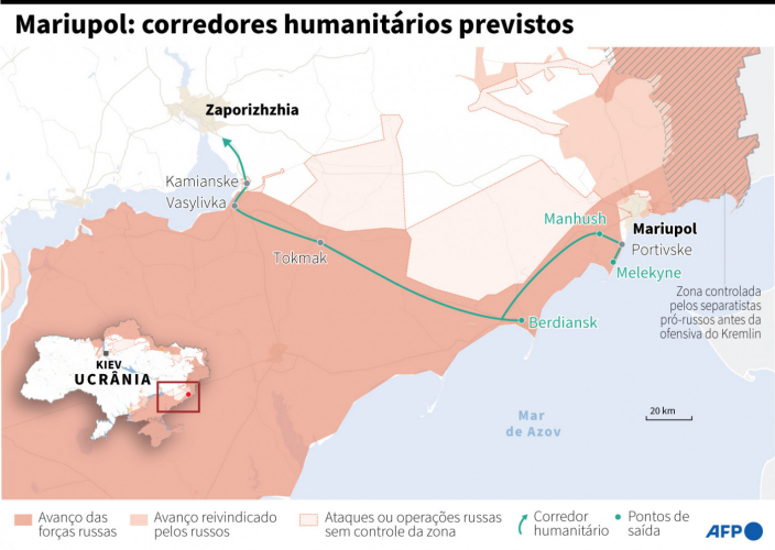 Mapa de corredores humanitários