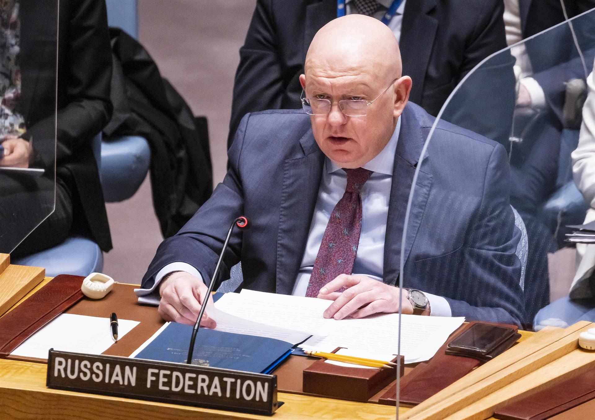 O embaixador da Rússia na ONU, Vassily Nebenzia