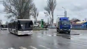 ônibus de evacuação em Mariupol, Ucrânia