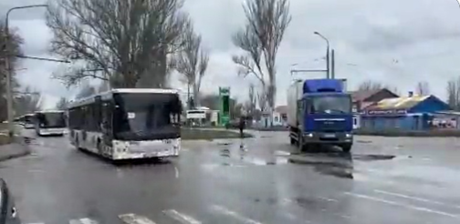 ônibus de evacuação em Mariupol, Ucrânia