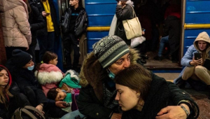 Refugiados deixando a Ucrânia
