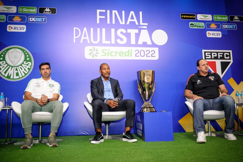 Abel Ferreira e Rogério Ceni concederam entrevista coletiva antes da primeira final do Paulistão entre Palmeiras e São Paulo