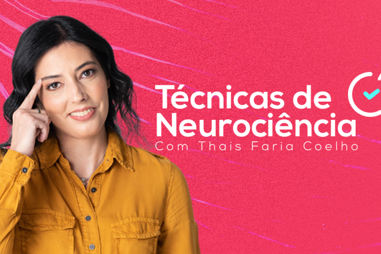 Banner do curso Técnicas da Neurociência, cmo a imagem da professora Thais Faria