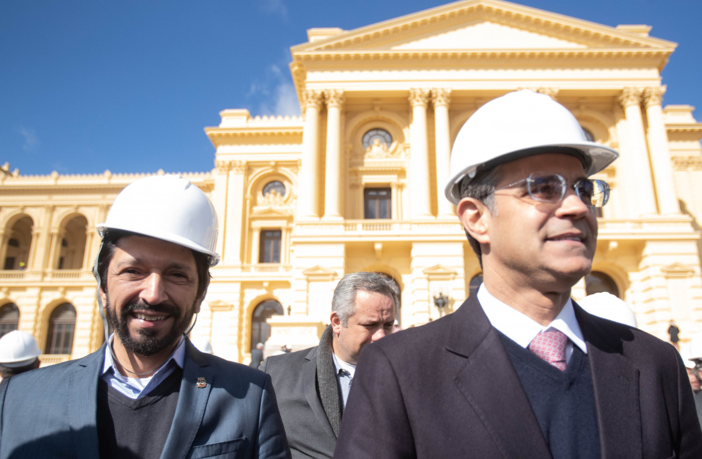 Rodrigo Carcia e Ricardo Nunes participaram na quarta-feira (18), da vistoria das obras de restauração do Edifício-Monumento