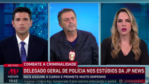 Frame da entrevista de Osvaldo Nico Gonçalves ao Jornal da Manhã