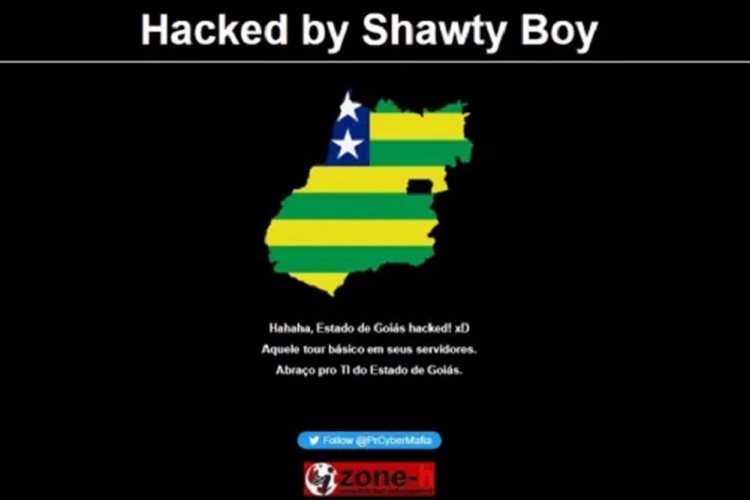 Página inicial do site do governo de Goiás exibiu mensagem de hacker 'Shawty Boy'