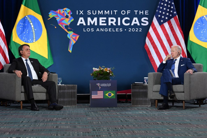 Jair Bolsonaro e Joe Biden em encontro bilateral