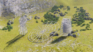 Equipamentos do radiotelescópio Bingo: antena parabólica, ainda sem refloretores