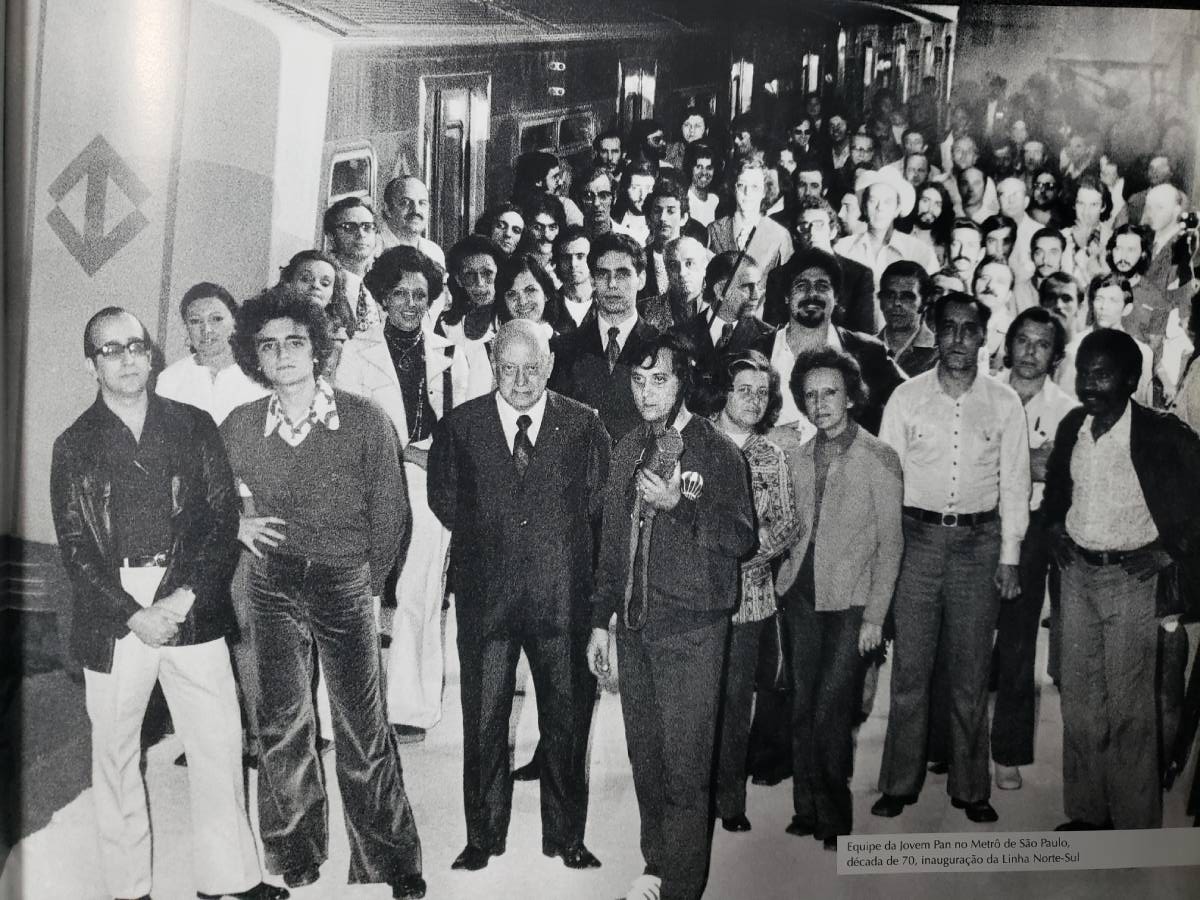 Equipe da Jovem Pan no Metrô de São Paulo na linha Norte-Sul na década de 70