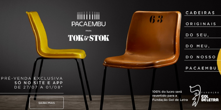 Cadeiras numeradas do Pacaembu à venda no site da loja Tok&Stok