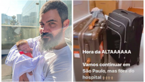Filha de Juliano Cazarré recebe alta de hospital em São Paulo após cirurgia no coração