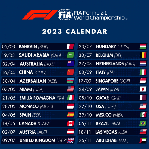Calendário da Fórmula 1 na temporada 2023