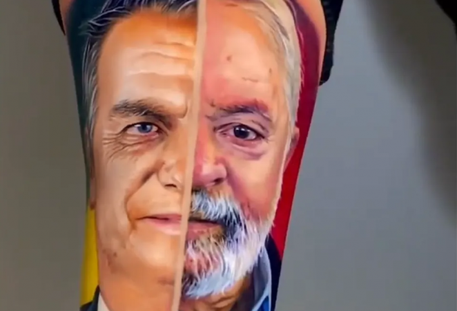 Tatuagem de Bolsonaro e Lula