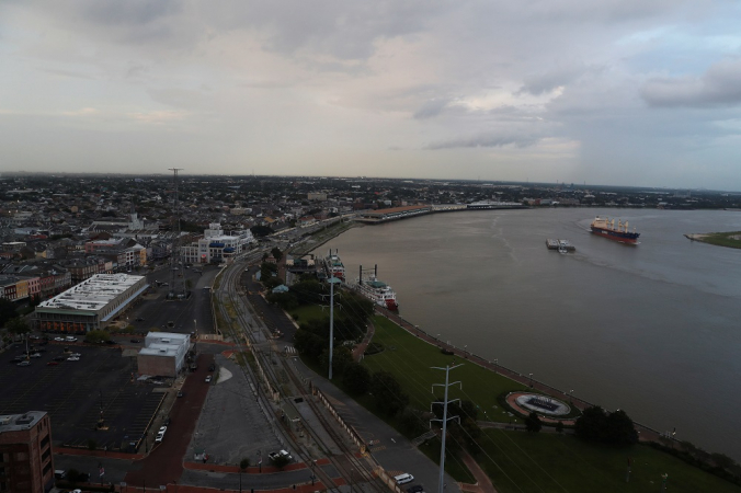 Vista do rio Mississippi em Nova Orleans, Louisiana