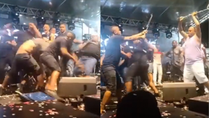 Vídeo: Integrantes das bandas Psirico e Samba Trator trocam socos em briga no palco
