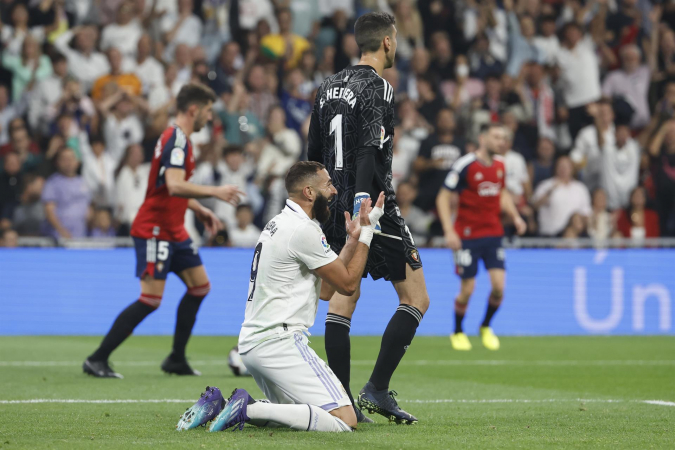 Benzema perdeu um pênalti no empate do Real Madrid com o Osasuna