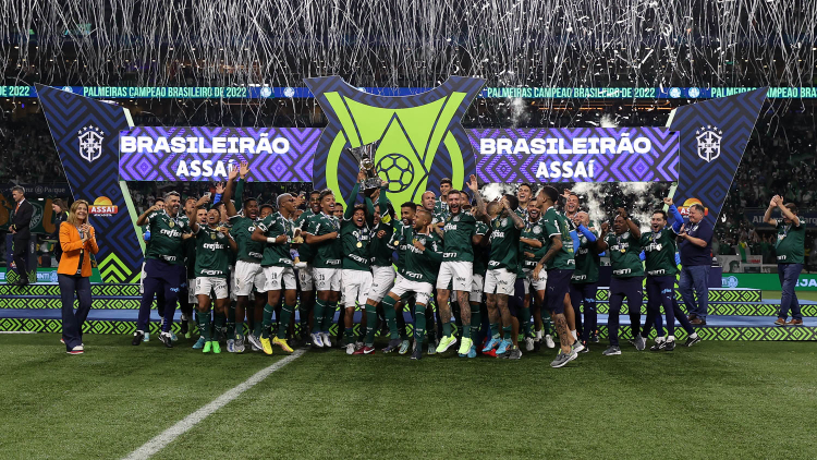 Palmeiras comemorando o título