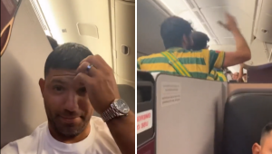 sergio aguero viaja em avião com torcida brasileira