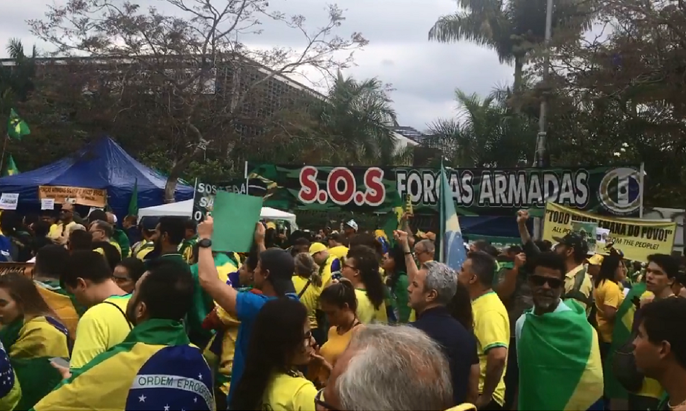 Manifestantes pedem no Ibirapuera, em São Paulo, para que as Forças Armadas 'salvem o Brasil'