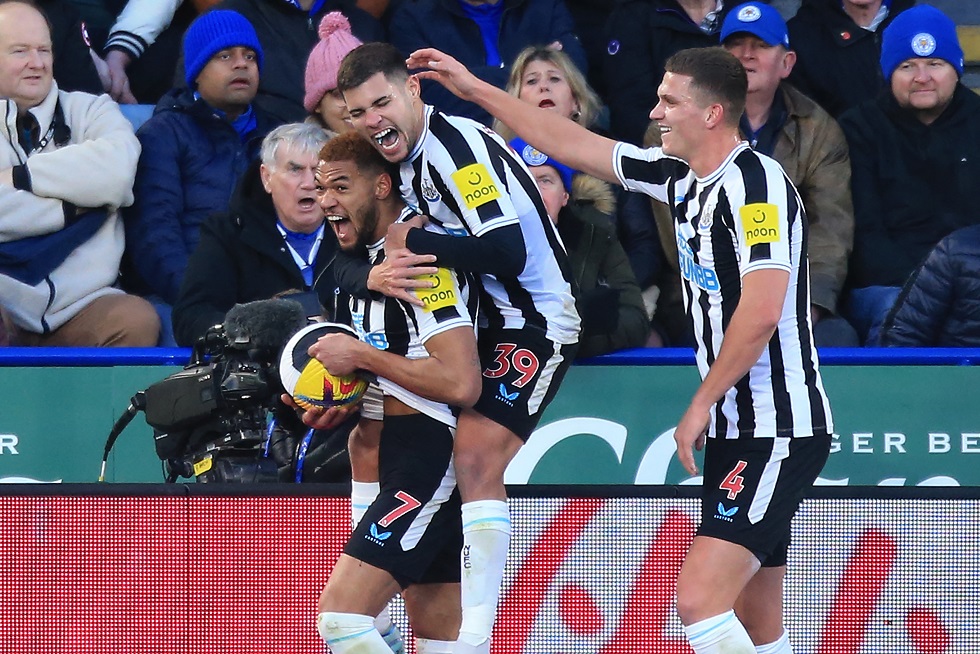 Bruno Guimarães e Joelinton brilharam na vitória do Newcastle sobre o Leicester