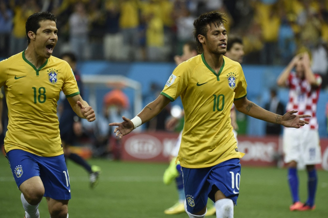 Neymar comemora gol contra a Corácia em 2014