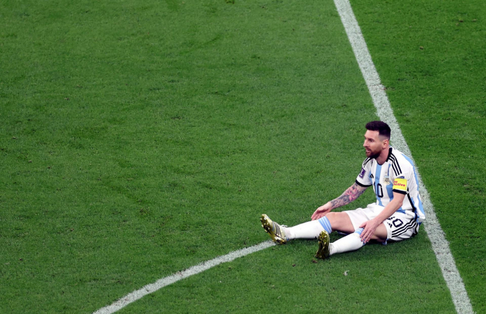 Lionel Messi durante partida entre Argentina e Croácia