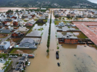 ista aérea mostra a enchente que atinge o bairro Deltaville, na cidade de Biguaçu, em Santa Catarina