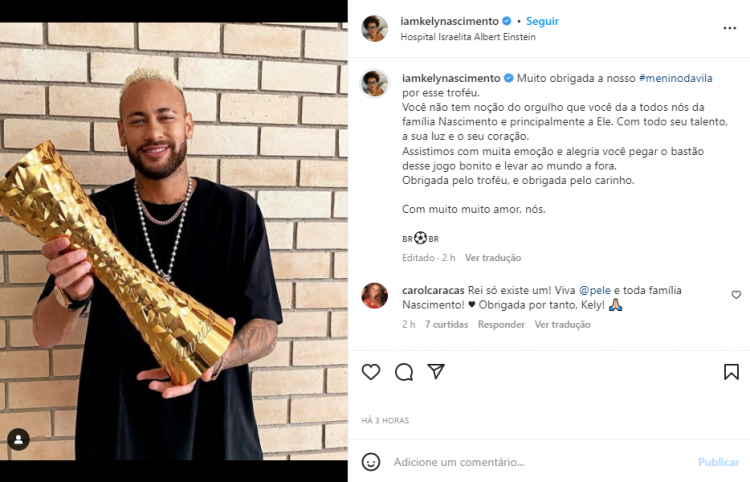 neymar entrega troféu a pelé