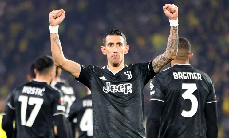 Di María marcou três vezes na vitória da Juventus sobre o Nantes