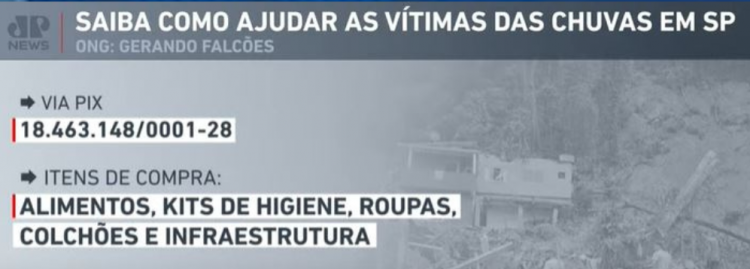 Ajude as vítimas das chuvas no litoral de São Paulo