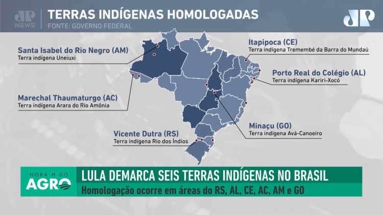 Gráfico sobre terras indígenas homologadas