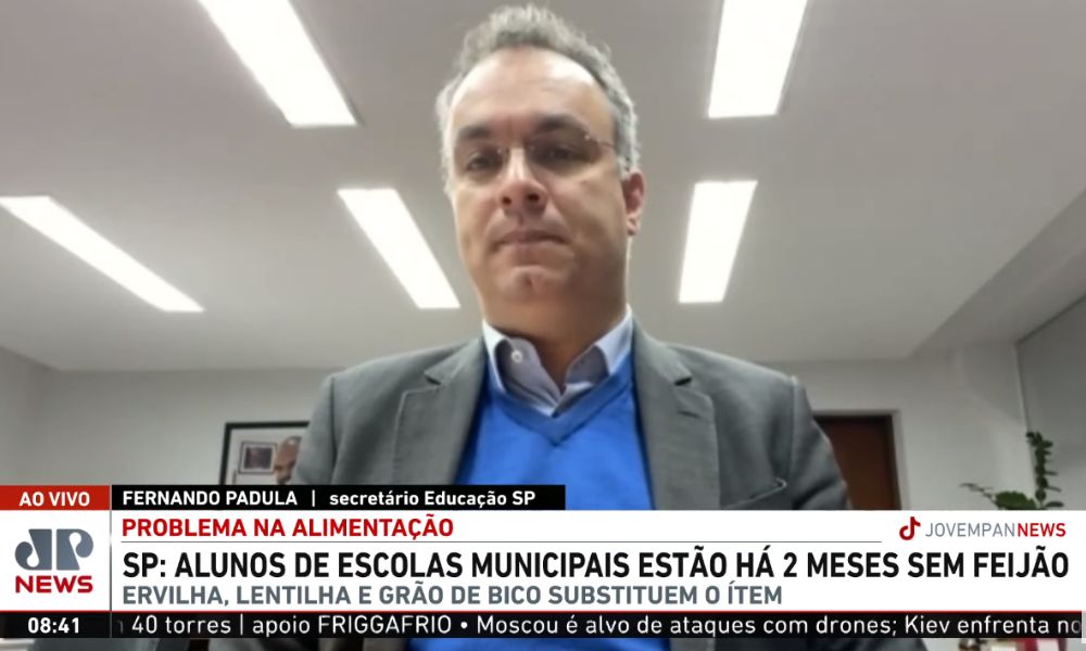 secretario-de-educacao-sao-paulo-fernando-padula-feijao-merenda-entrevista-jornal-da-manha-reproducao-jovem-pan-news