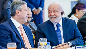 Presidente da Câmara Federal, Arthur Lira, Presidente da República, Luiz Inácio Lula da Silva, durante Sessão de trabalho com presidentes dos Países da América do Sul