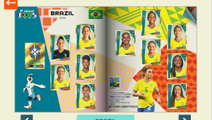 As duas páginas do Brasil completas no álbum de figurinhas da Copa do Mundo feminina