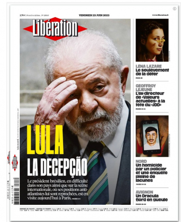 foto de lula com a mão na cabeça em capa do jornal frances liberation