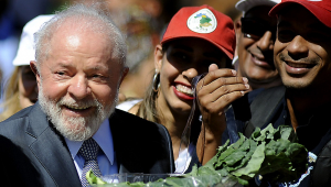 O presidente Luiz Inácio Lula da Silva durante cerimônia de lançamento do Plano Safra da Agricultura Familiar, no Palácio do Planalto, em Brasília,