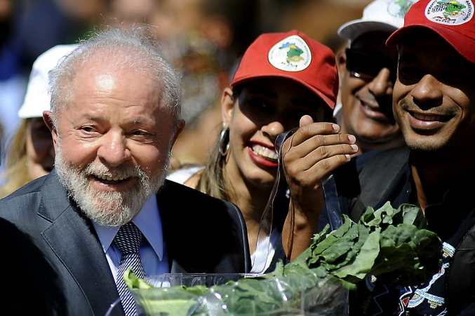 O presidente Luiz Inácio Lula da Silva durante cerimônia de lançamento do Plano Safra da Agricultura Familiar, no Palácio do Planalto, em Brasília,