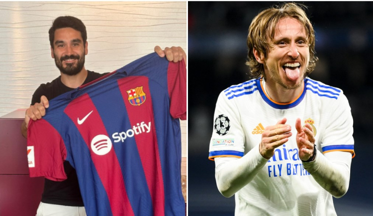 Gundogan (esquerda) acertou com o Barcelona, enquanto Modric (direita) renovou com o Real Madrid